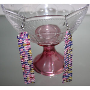 3/$15 Colorful Mesh Drop Earrings Pink & Purple Art Deco Women's Fashion Jewelry